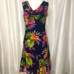 Papillon tropical patterned dress, size Small.